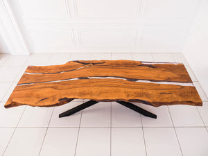 Hornbeam Wood Dining Table RESTO filled with Polymer Resin