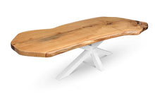 Load image into Gallery viewer, Solid OAK Wood Live edge Dining Table with white metal Legs NOSTRA