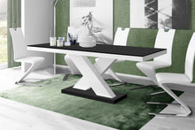 Load image into Gallery viewer, XENA Dining Set, Black/ white Dining table with with 6 faux leather chairs