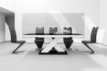 Load image into Gallery viewer, XENA Dining Set, Black/ white Dining table with with 6 faux leather chairs