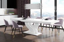 Load image into Gallery viewer, Modern glossy Dining Table BELLA with 2 self-starting leaves