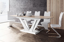 Load image into Gallery viewer, Dining Set FETO 7 pcs. modern glossy Dining Table with 2 self-starting leaves plus 6 chairs