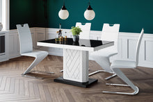 Load image into Gallery viewer, Dining Set IVA 7 pcs. modern white glossy Dining Table with 1self-starting leaf plus 6 chairs