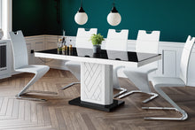 Load image into Gallery viewer, Dining Set IVA 7 pcs. modern white glossy Dining Table with 1self-starting leaf plus 6 chairs