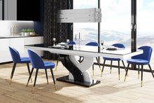 Load image into Gallery viewer, Modern glossy Dining Table BELLA with 2 self-starting leaves