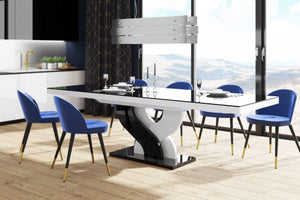 Modern glossy Dining Table BELLA with 2 self-starting leaves