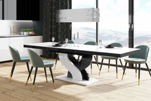 Load image into Gallery viewer, Modern glossy Dining Table BELLA with 2 self-starting leaves