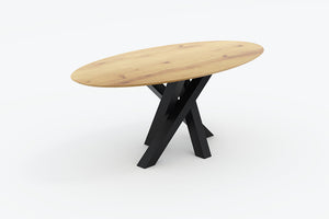 Solid Oak wood Dining Table ALISA with metal legs