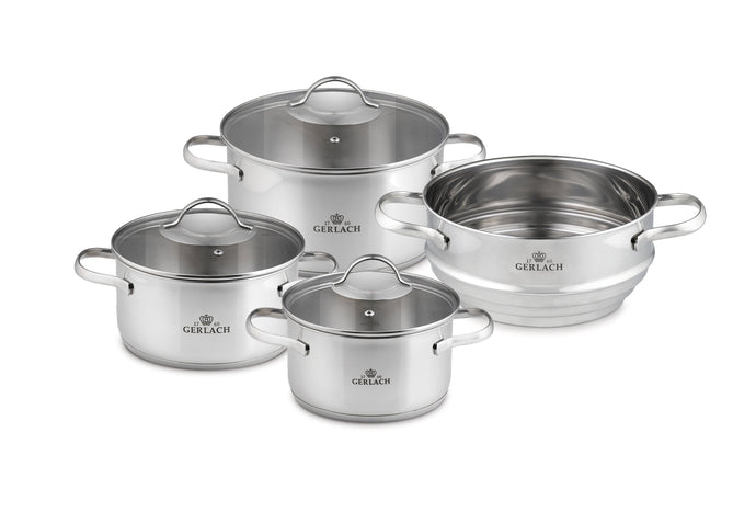 VIVA Stainless Steel  Pot Set With Steamer 7pcs