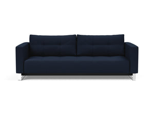 Innovation Living Cassius D.E.L. Chrome Sleeper Sofa in Blue Front Facing