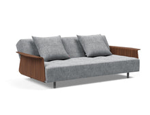 Load image into Gallery viewer, Innovation Living Long Horn Deluxe w/ Wood Arms Stainless Legs w/ Wheels Sleeper Sofa