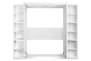 Fusion Wall Beds Library Queen Size EL-QN Multiple Finishes with Side Shelves